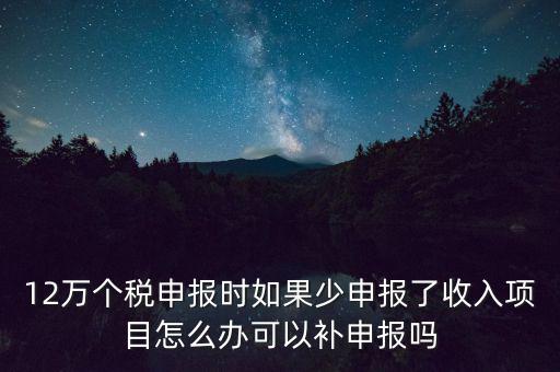12萬個稅申報如何補報，年收入超12萬申報期錯過申報怎么辦