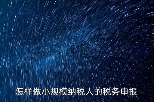 小規(guī)模納稅人水利基金如何申報，怎樣做小規(guī)模納稅人的稅務申報