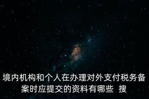 境內(nèi)機(jī)構(gòu)和個(gè)人在辦理對(duì)外支付稅務(wù)備案時(shí)應(yīng)提交的資料有哪些  搜