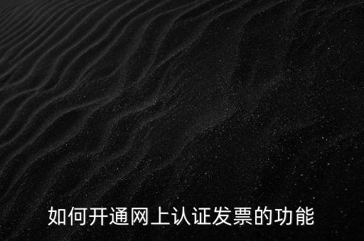 如何開通網上認證發(fā)票的功能