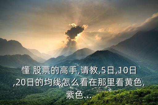 懂 股票的高手,請(qǐng)教,5日,10日,20日的均線(xiàn)怎么看在那里看黃色,紫色...