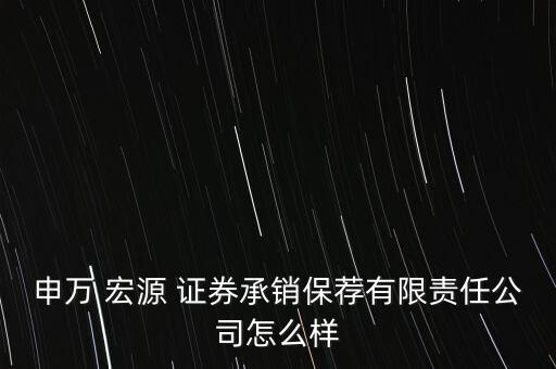 申萬 宏源 證券承銷保薦有限責任公司怎么樣