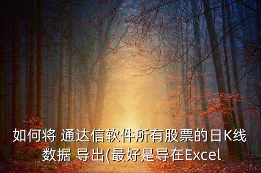 如何將 通達信軟件所有股票的日K線 數(shù)據(jù) 導(dǎo)出(最好是導(dǎo)在Excel