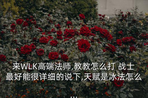 來WLK高端法師,教教怎么打 戰(zhàn)士最好能很詳細(xì)的說下,天賦是冰法怎么...