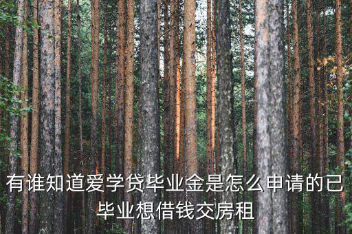 有誰(shuí)知道愛(ài)學(xué)貸畢業(yè)金是怎么申請(qǐng)的已畢業(yè)想借錢交房租