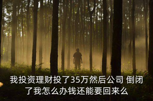 我投資理財(cái)投了35萬然后公司 倒閉了我怎么辦錢還能要回來么