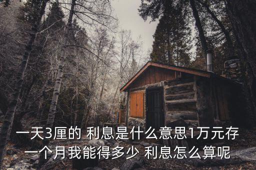 一天3厘的 利息是什么意思1萬元存一個(gè)月我能得多少 利息怎么算呢