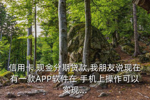 信用卡 現(xiàn)金分期貸款,我朋友說現(xiàn)在有一款APP軟件在 手機上操作可以實現(xiàn)...