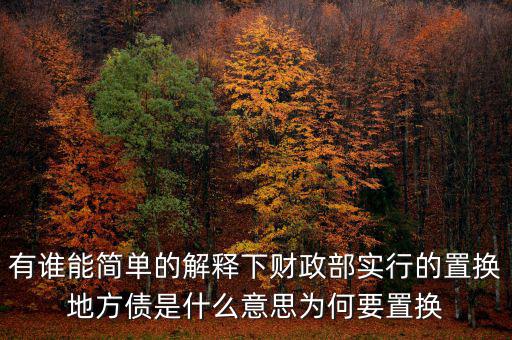 有誰(shuí)能簡(jiǎn)單的解釋下財(cái)政部實(shí)行的置換地方債是什么意思為何要置換