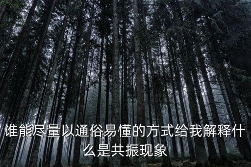 誰能盡量以通俗易懂的方式給我解釋什么是共振現(xiàn)象