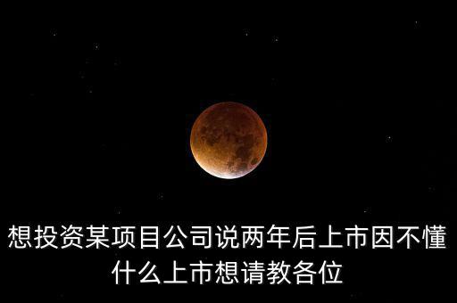想投資某項目公司說兩年后上市因不懂什么上市想請教各位