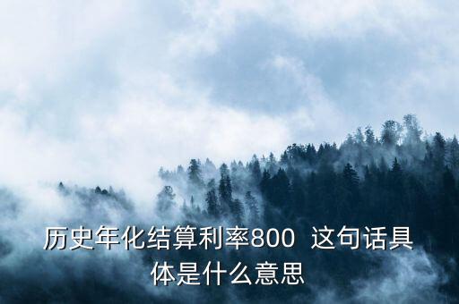 年化結(jié)算利率是什么，歷史年化結(jié)算利率800  這句話具體是什么意思