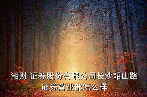  湘財(cái) 證券股份有限公司長(zhǎng)沙韶山路 證券營(yíng)業(yè)部怎么樣