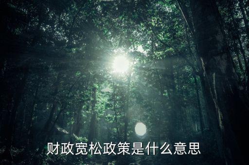 什么是寬松的財(cái)政政策，什么是寬松經(jīng)濟(jì)政策