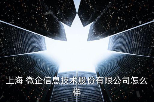 上海 微企信息技術股份有限公司怎么樣
