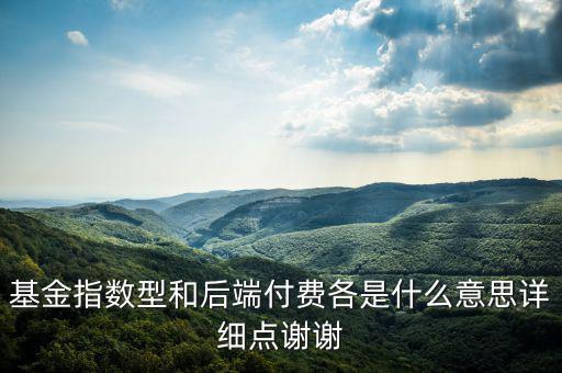 基金表現(xiàn)費(fèi)是什么，基金指數(shù)型和后端付費(fèi)各是什么意思詳細(xì)點(diǎn)謝謝