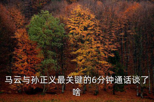 馬云與孫正義最關(guān)鍵的6分鐘通話談了啥