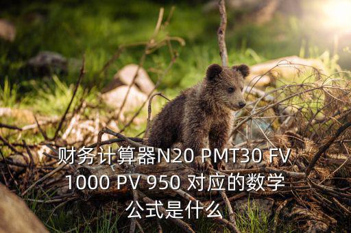 公司理財FV公式中n是什么，財務計算器N20 PMT30 FV1000 PV 950 對應的數(shù)學公式是什么