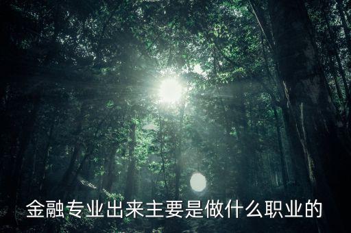金融專業(yè)出來主要是做什么職業(yè)的