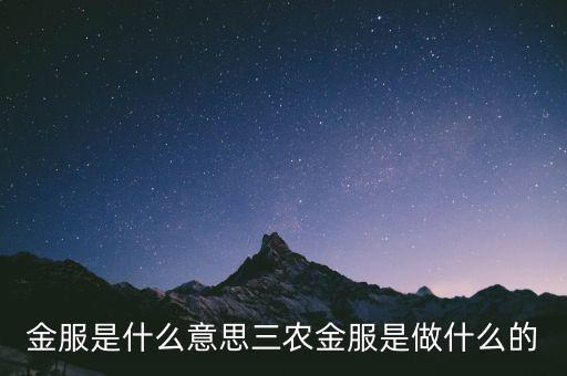 金服是什么意思三農(nóng)金服是做什么的