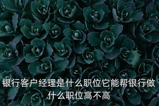 什么是銀行直銷客戶經(jīng)理，銀行客戶經(jīng)理是什么職位它能幫銀行做什么職位高不高