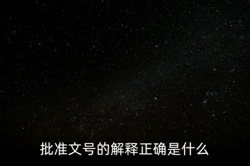 批準(zhǔn)文號的解釋正確是什么