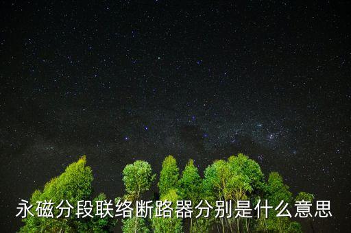 永磁分段聯(lián)絡斷路器分別是什么意思