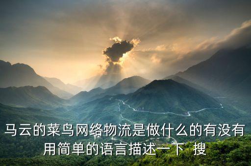 馬云菜鳥(niǎo)網(wǎng)是做什么的，馬云的菜鳥(niǎo)網(wǎng)絡(luò)物流是做什么的有沒(méi)有用簡(jiǎn)單的語(yǔ)言描述一下  搜