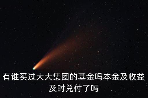 有誰買過大大集團(tuán)的基金嗎本金及收益及時(shí)兌付了嗎
