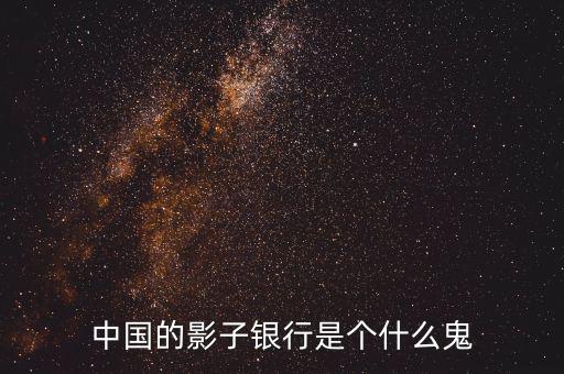 中國的影子銀行是個(gè)什么鬼