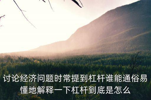 討論經(jīng)濟(jì)問題時(shí)常提到杠桿誰能通俗易懂地解釋一下杠桿到底是怎么