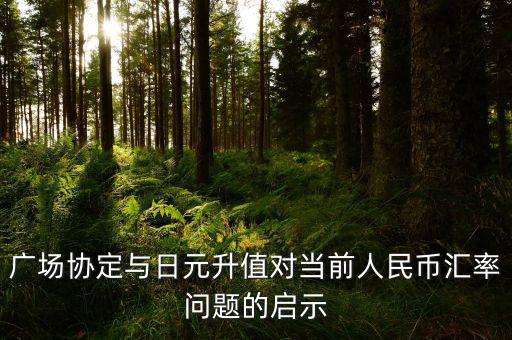 廣場協(xié)定與日元升值對當前人民幣匯率問題的啟示