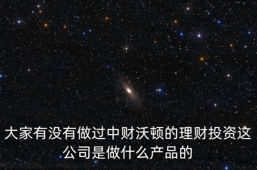 大家有沒有做過中財沃頓的理財投資這公司是做什么產(chǎn)品的