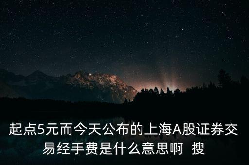 起點5元而今天公布的上海A股證券交易經(jīng)手費是什么意思啊  搜