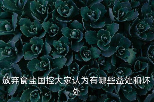 放棄食鹽國控大家認(rèn)為有哪些益處和壞處