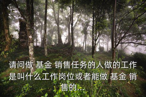 請(qǐng)問(wèn)做 基金 銷(xiāo)售任務(wù)的人做的工作是叫什么工作崗位或者能做 基金 銷(xiāo)售的...