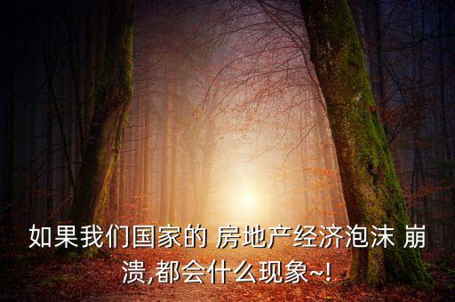 如果我們國家的 房地產(chǎn)經(jīng)濟(jì)泡沫 崩潰,都會(huì)什么現(xiàn)象~!