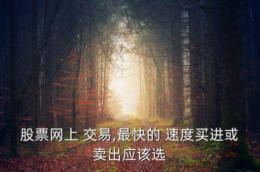股票網(wǎng)上 交易,最快的 速度買(mǎi)進(jìn)或賣(mài)出應(yīng)該選