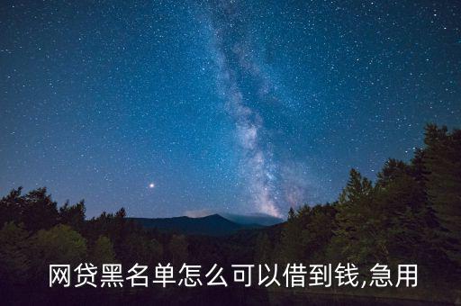  網貸黑名單怎么可以借到錢,急用