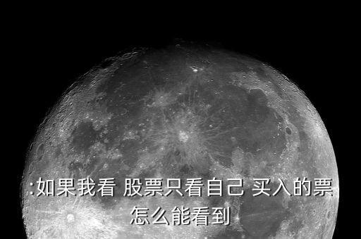 :如果我看 股票只看自己 買入的票怎么能看到