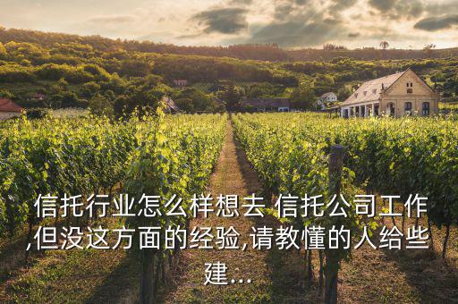  信托行業(yè)怎么樣想去 信托公司工作,但沒(méi)這方面的經(jīng)驗(yàn),請(qǐng)教懂的人給些建...