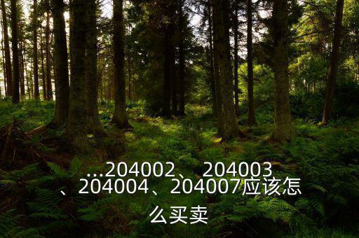 ...204002、 204003、204004、204007應(yīng)該怎么買賣