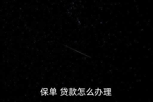 保單 貸款怎么辦理