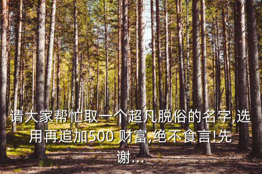 請(qǐng)大家?guī)兔θ∫粋€(gè)超凡脫俗的名字,選用再追加500 財(cái)富,絕不食言!先謝...