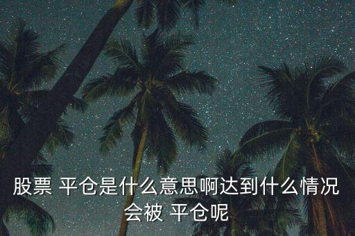 股票 平倉(cāng)是什么意思啊達(dá)到什么情況會(huì)被 平倉(cāng)呢