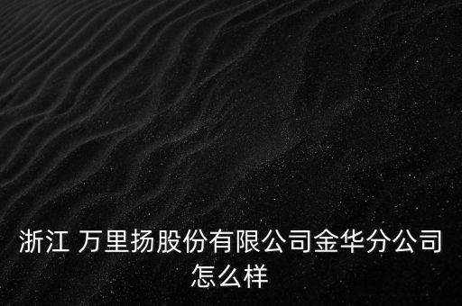 浙江 萬(wàn)里揚(yáng)股份有限公司金華分公司怎么樣