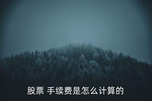 股票 手續(xù)費(fèi)是怎么計算的