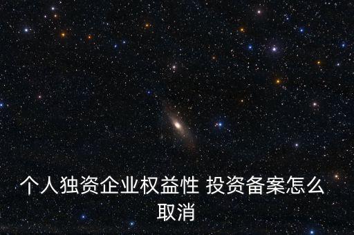 個(gè)人獨(dú)資企業(yè)權(quán)益性 投資備案怎么 取消