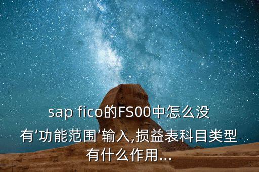 sap fico的FS00中怎么沒(méi)有‘功能范圍’輸入,損益表科目類(lèi)型有什么作用...