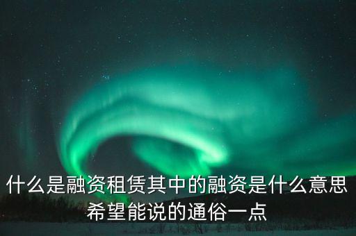 什么是融資租賃其中的融資是什么意思希望能說的通俗一點(diǎn)